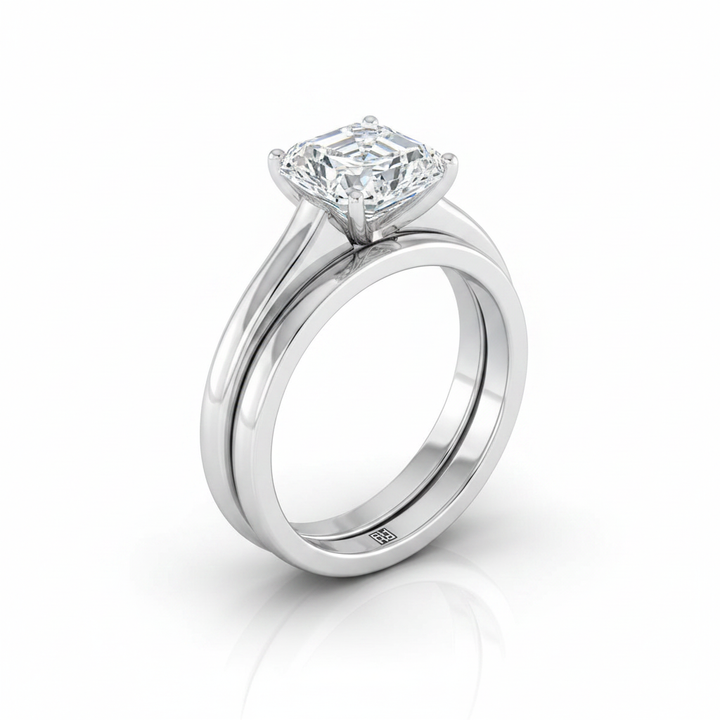 The Rosanna Matching Wedding Band, Asscher in Platinum | RockHer