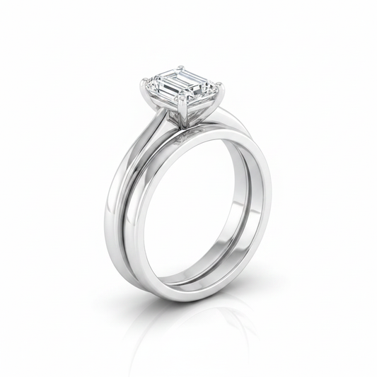 The Rosanna Matching Wedding Band, Emerald in Platinum