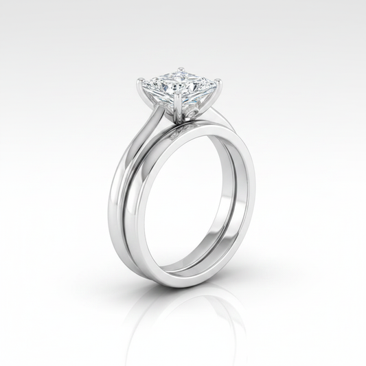 The Rosanna Matching Wedding Band, Princess in Platinum