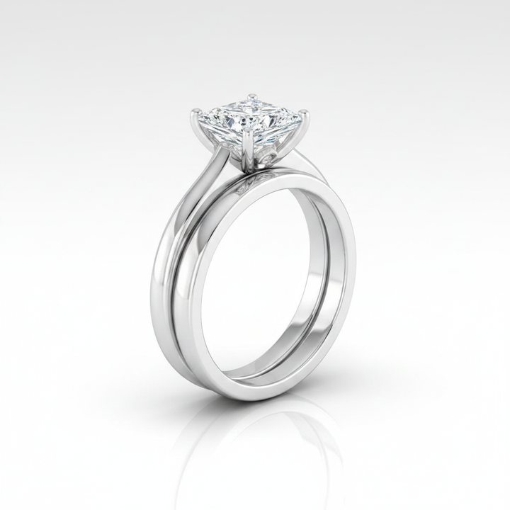 The Rosanna Matching Wedding Band, Princess in Platinum | RockHer