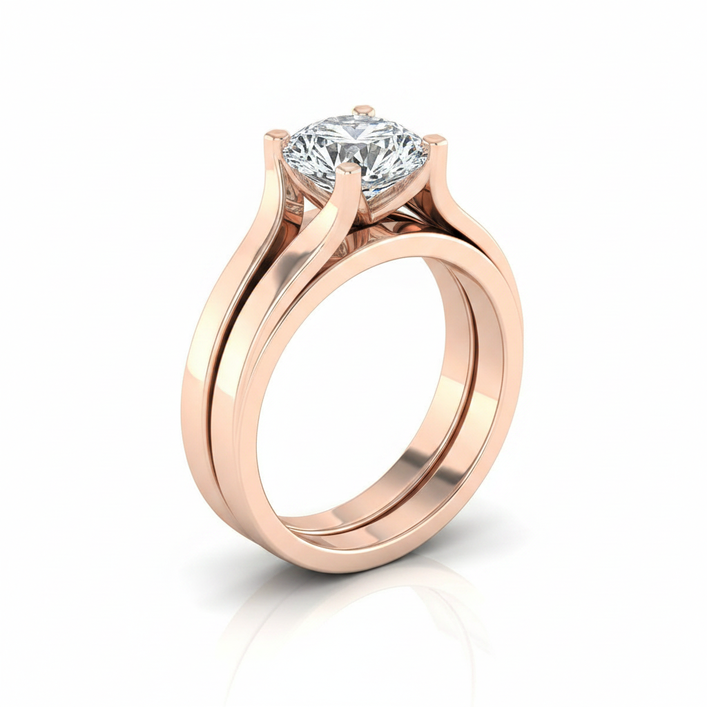 The Rosemary Matching Wedding Band, Round in 14K Rose Gold