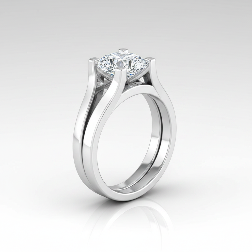 The Rosemary Matching Wedding Band, Cushion in 18K White Gold
