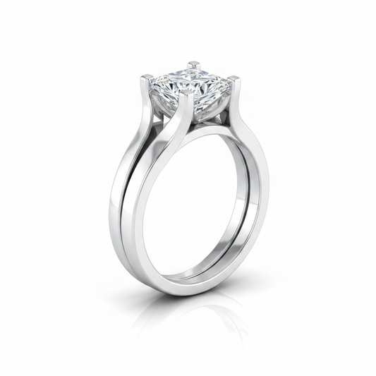 The Rosemary Matching Wedding Band, Princess in 18K White Gold