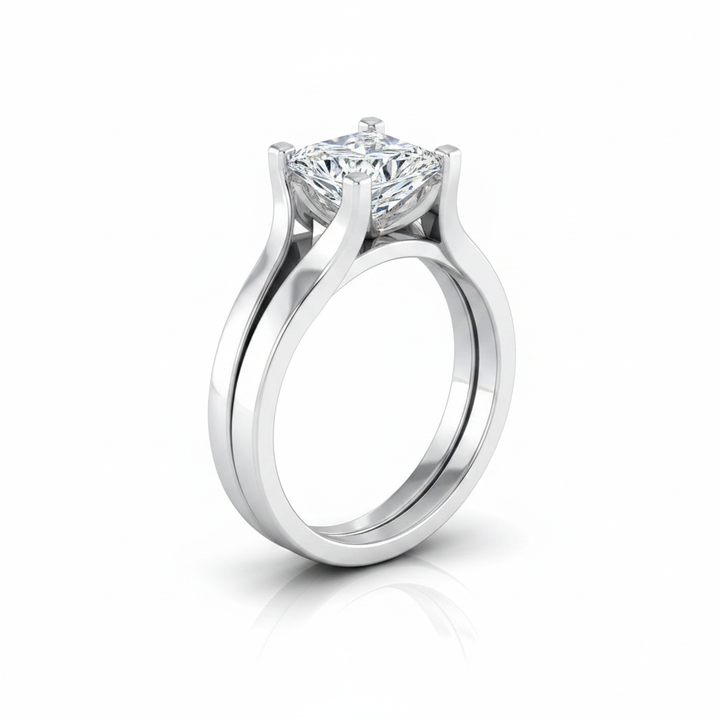 The Rosemary Matching Wedding Band, Princess in 18K White Gold | RockHer