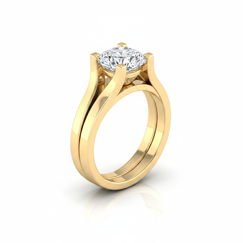 The Rosemary Matching Wedding Band, Cushion in 18K Yellow Gold