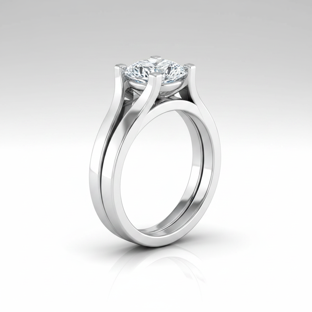 The Rosemary Matching Wedding Band, Cushion in Platinum