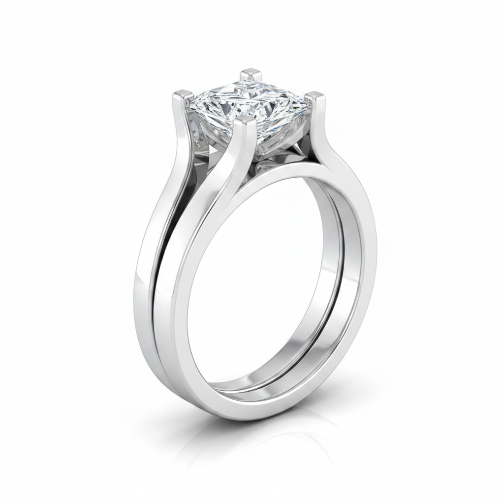 The Rosemary Matching Wedding Band, Princess in Platinum