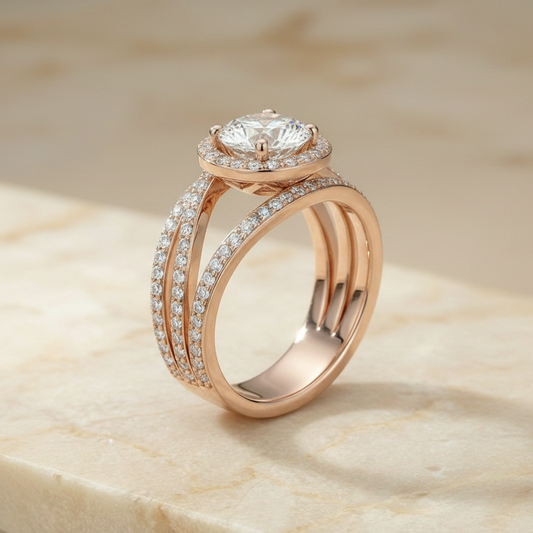 The Rosina Matching Wedding Band, Round in 14K Rose Gold