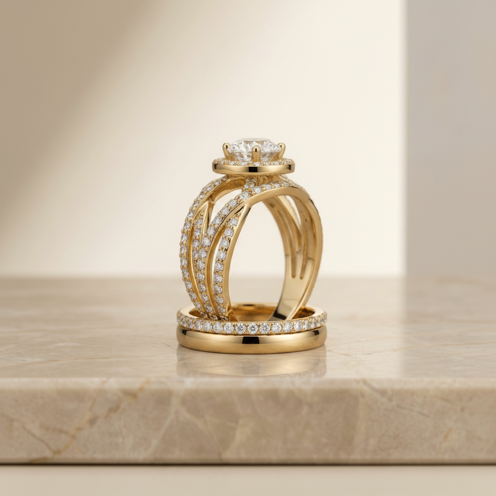 The Rosina Matching Wedding Band, Round in 18K Yellow Gold