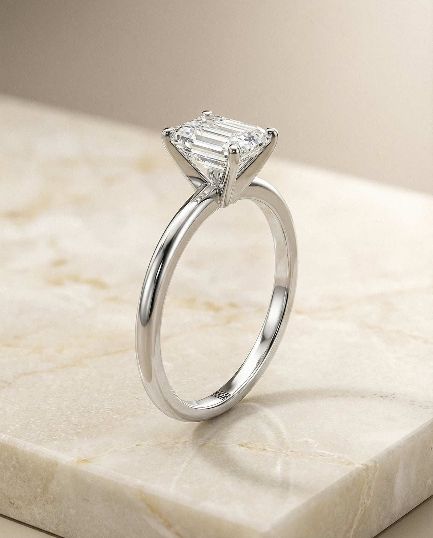 Floria Select Emerald Cut engagement ring in 18K White Gold