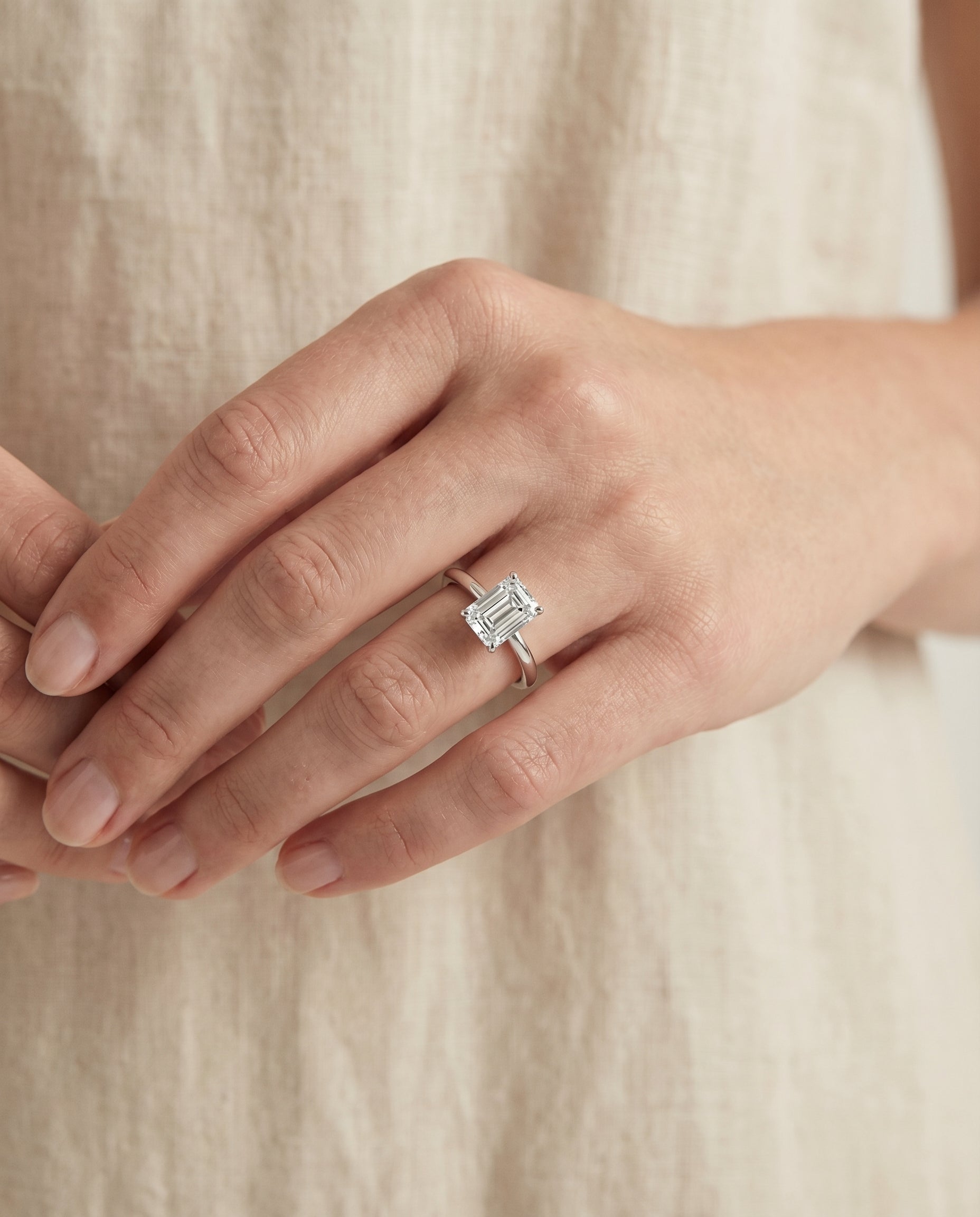 The Floria setting for emerald diamonds, made to order in 18K White Gold | RockHer