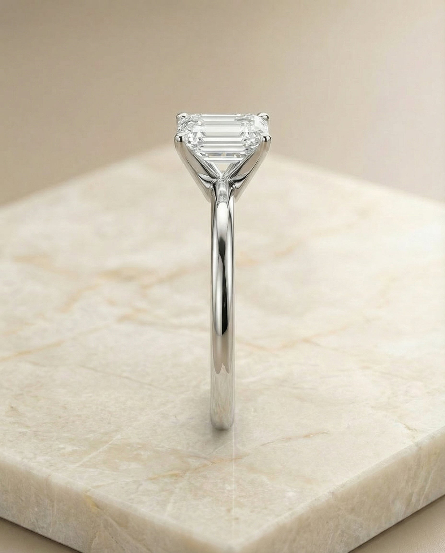 The Floria comfort fit claw prong solitaire cut engagement ring setting, shown in Platinum | RockHer