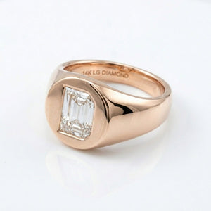Women's Round lab-grown diamond letter signet ring in 14K Rose Gold, letter D, product photography