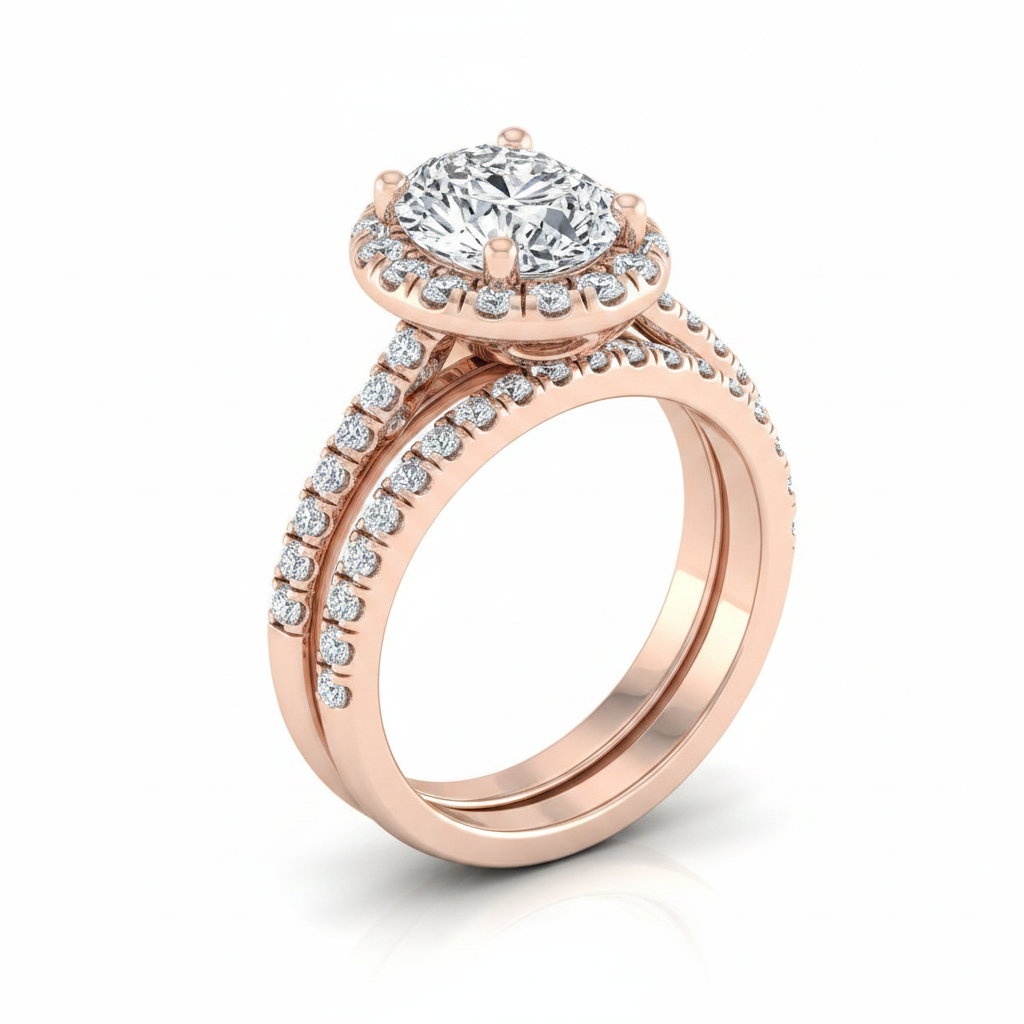 The Sade Matching Wedding Band, Oval in 14K Rose Gold