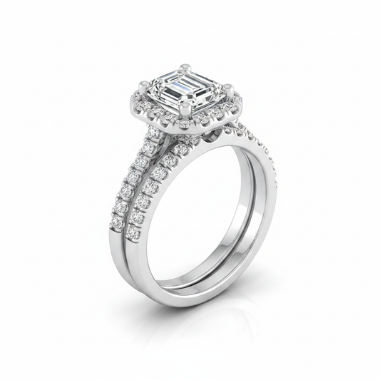 The Sade Matching Wedding Band, Emerald in 18K White Gold