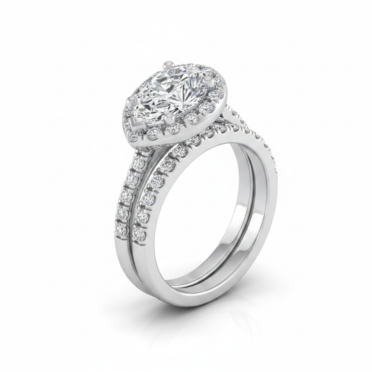 The Sade Matching Wedding Band, Pear in 18K White Gold