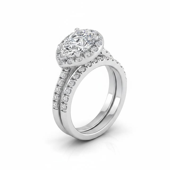 The Sade Matching Wedding Band, Pear in 18K White Gold