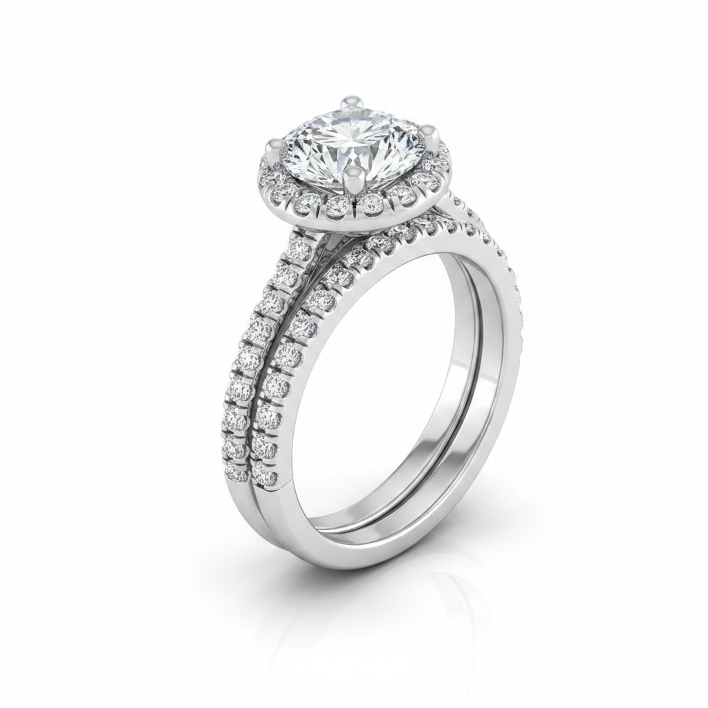 The Sade Matching Wedding Band, Round in 18K White Gold