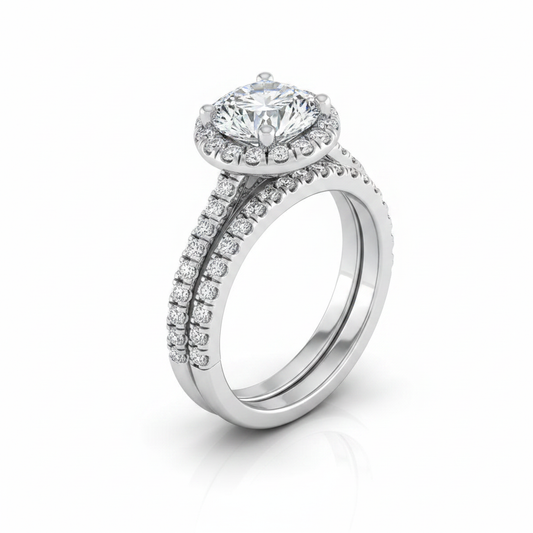 The Sade Matching Wedding Band, Round in 18K White Gold