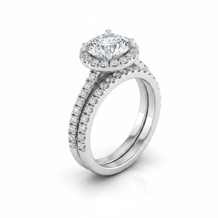 The Sade Matching Wedding Band, Round in 18K White Gold