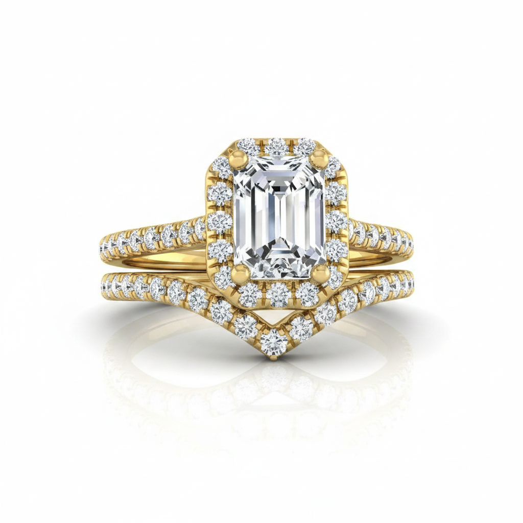 The Sade Matching Wedding Band, Emerald in 18K Yellow Gold