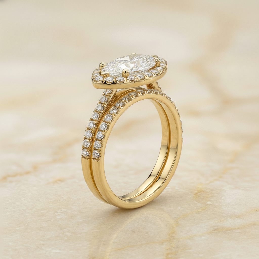 The Sade Matching Wedding Band, Marquise in 18K Yellow Gold