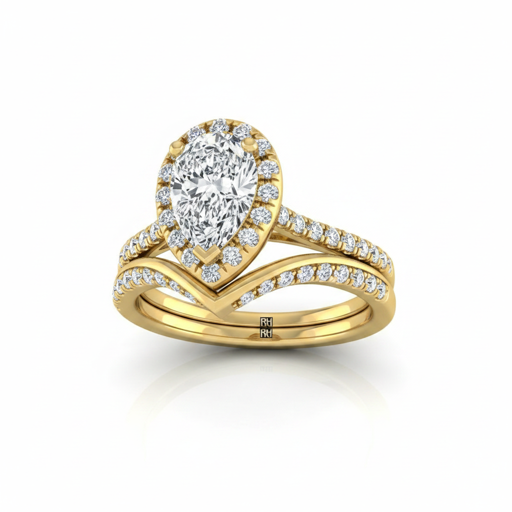 The Sade Matching Wedding Band, Pear in 18K Yellow Gold