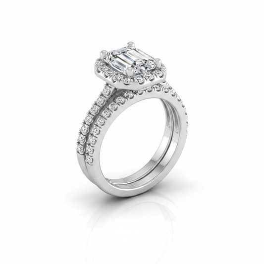 The Sade Matching Wedding Band, Emerald in Platinum