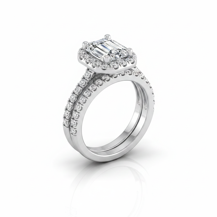 The Sade Matching Wedding Band, Emerald in Platinum | RockHer
