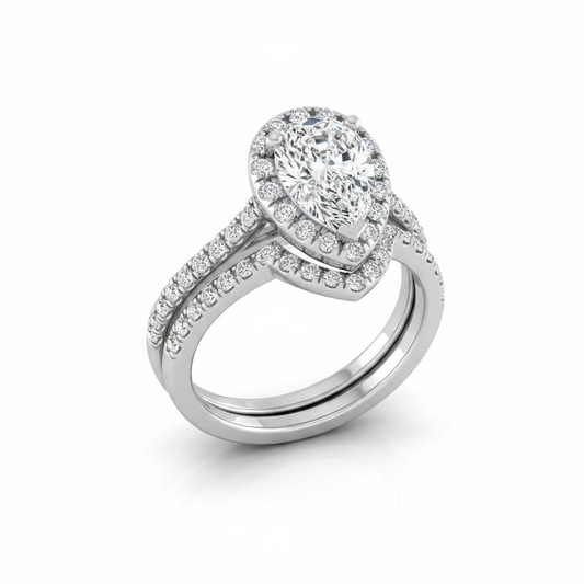 The Sade Matching Wedding Band, Pear in Platinum