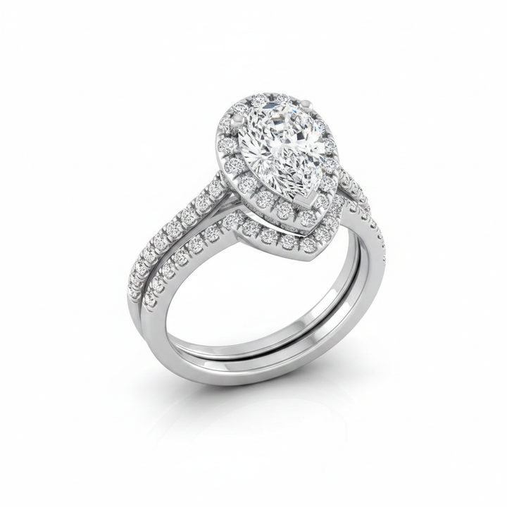 The Sade Matching Wedding Band, Pear in Platinum | RockHer