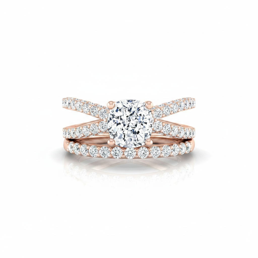 The Sadie Matching Wedding Band, Cushion in 14K Rose Gold
