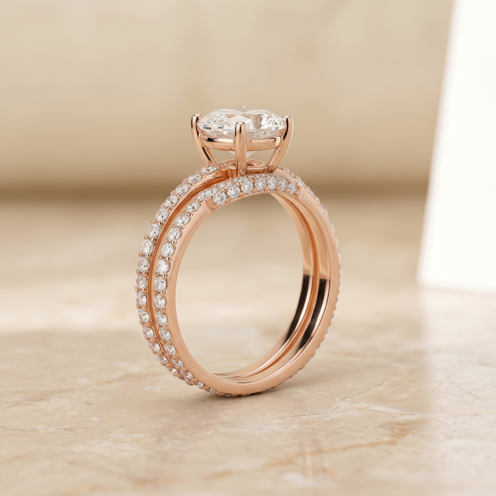 The Sadie Matching Wedding Band, Oval in 14K Rose Gold