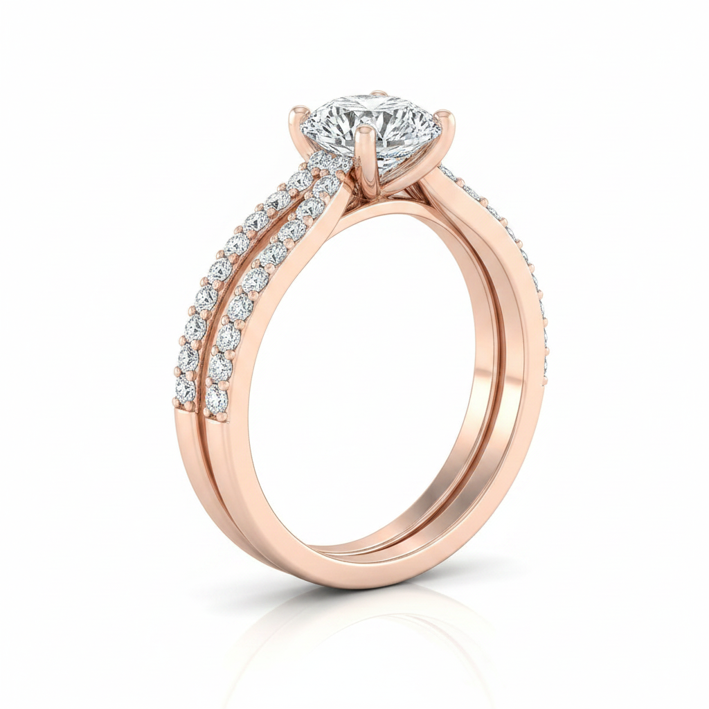 The Sadie Matching Wedding Band, Round in 14K Rose Gold