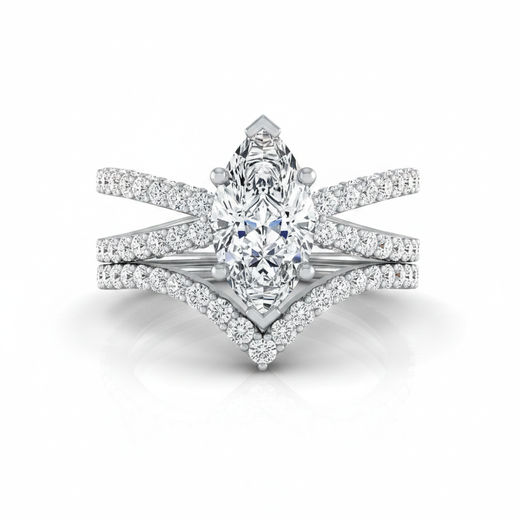 The Sadie Matching Wedding Band, Marquise in 18K White Gold
