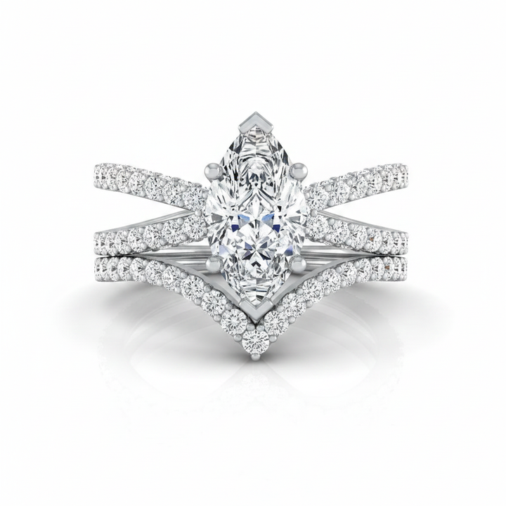 The Sadie Matching Wedding Band, Marquise in 18K White Gold
