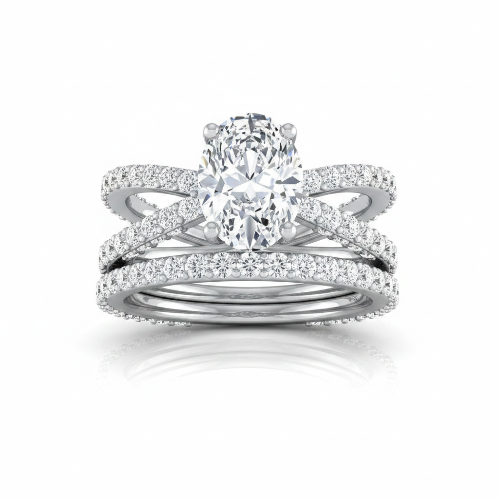 The Sadie Matching Wedding Band, Oval in 18K White Gold