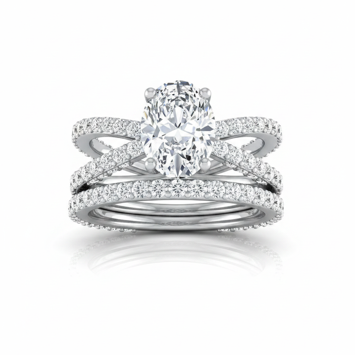 The Sadie Matching Wedding Band, Oval in 18K White Gold