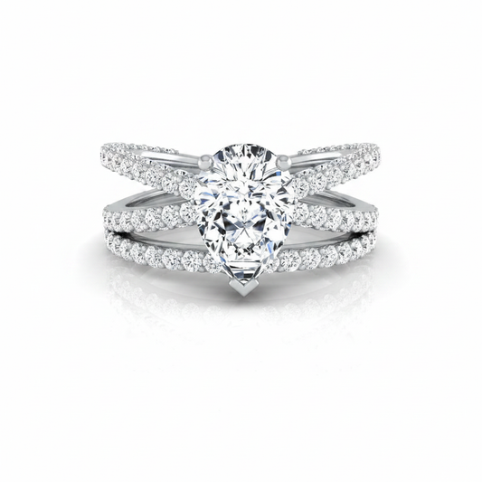 The Sadie Matching Wedding Band, Pear in 18K White Gold