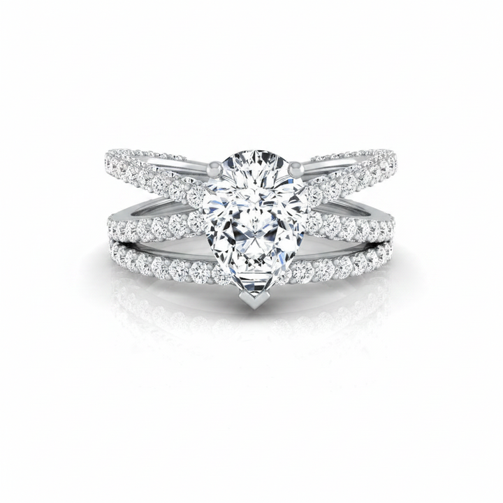 The Sadie Matching Wedding Band, Pear in 18K White Gold