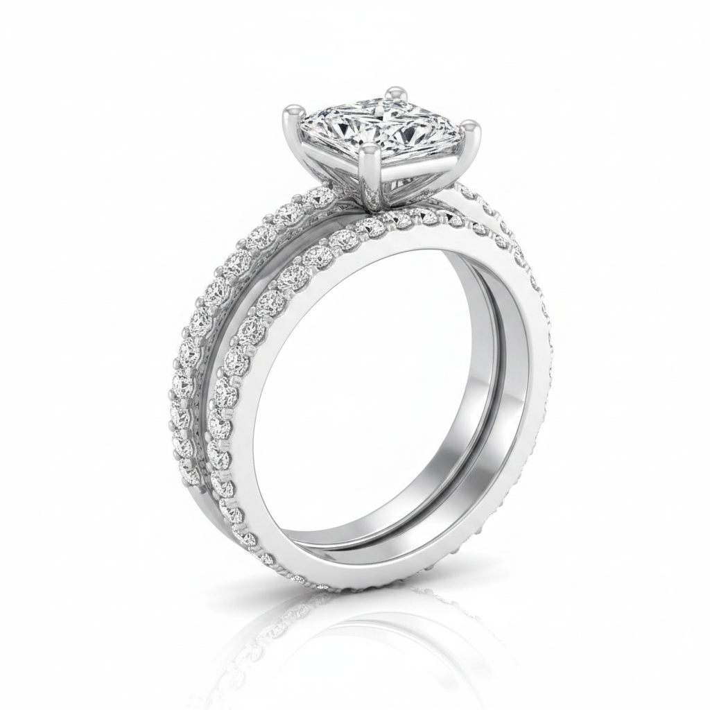 The Sadie Matching Wedding Band, Princess in 18K White Gold