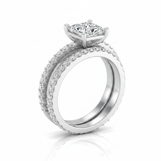 The Sadie Matching Wedding Band, Princess in 18K White Gold