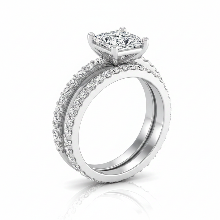 The Sadie Matching Wedding Band, Princess in 18K White Gold