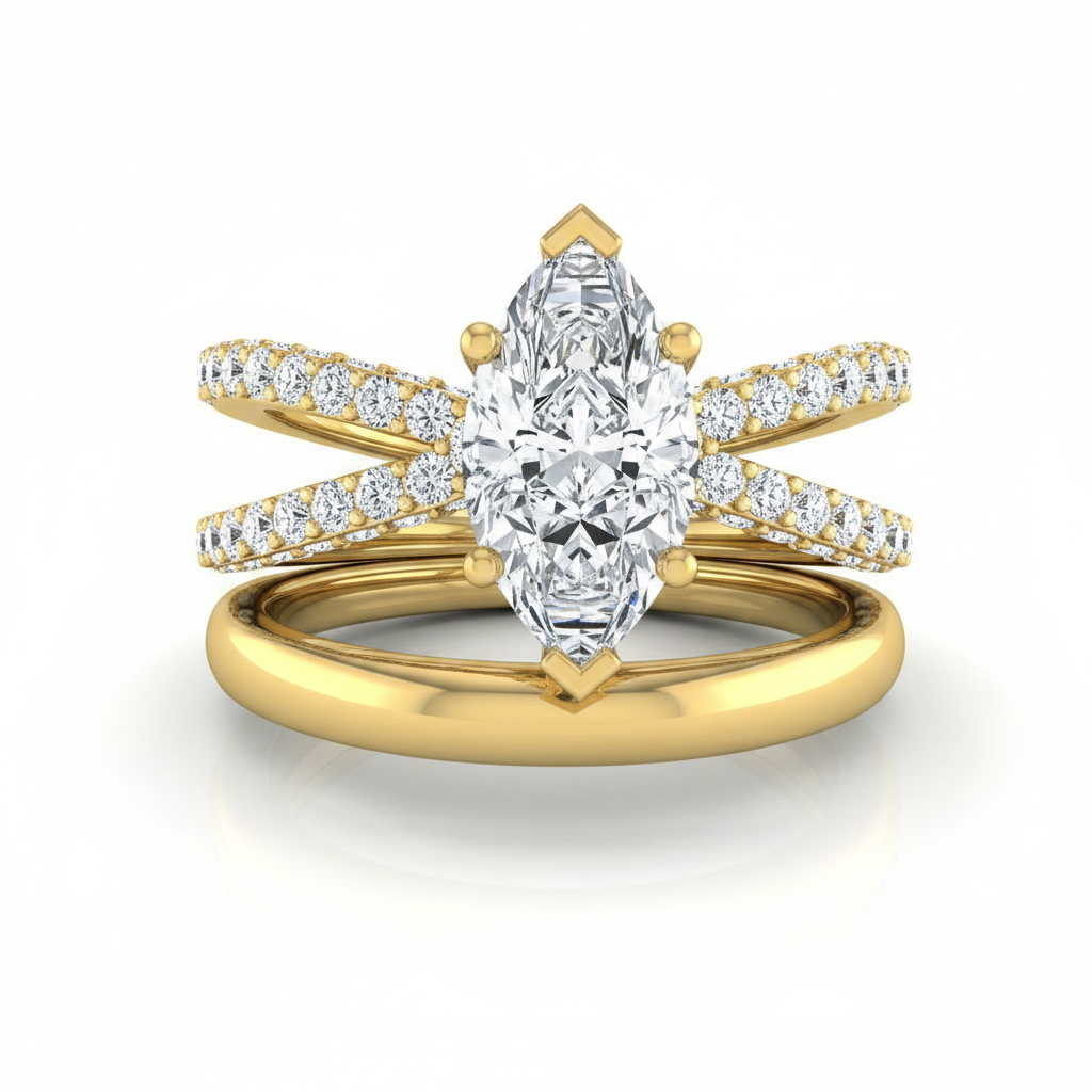The Sadie Matching Wedding Band, Marquise in 18K Yellow Gold