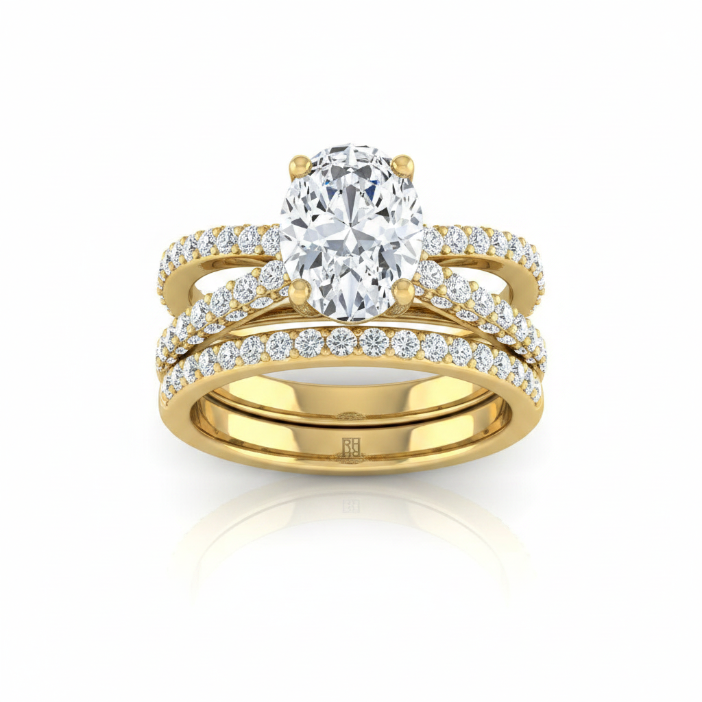 The Sadie Matching Wedding Band, Oval in 18K Yellow Gold