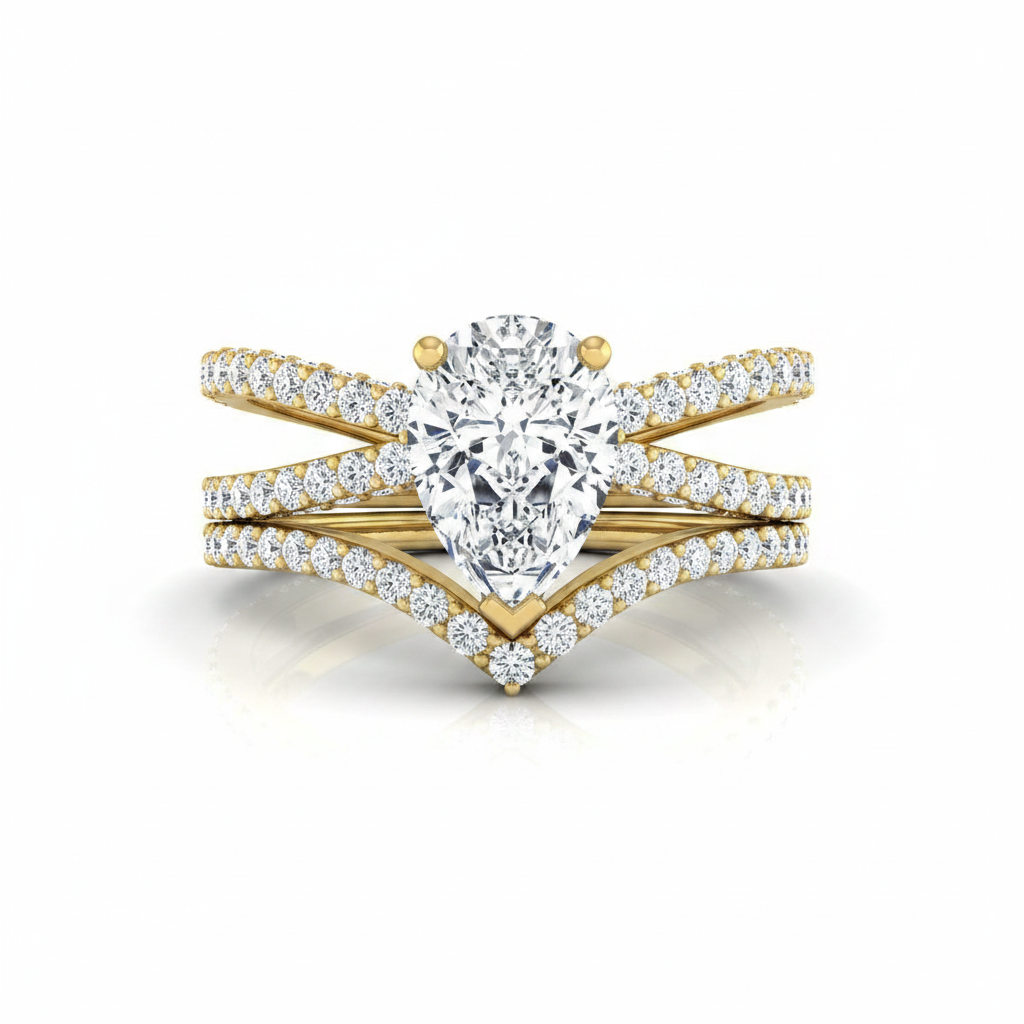 The Sadie Matching Wedding Band, Pear in 18K Yellow Gold