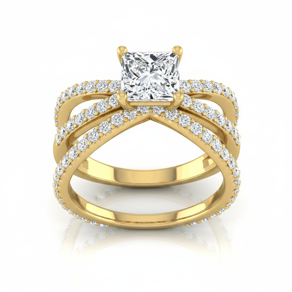 The Sadie Matching Wedding Band, Princess in 18K Yellow Gold