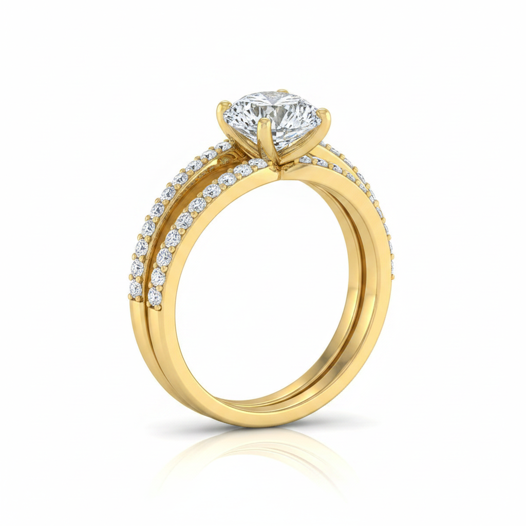 The Sadie Matching Wedding Band, Round in 18K Yellow Gold
