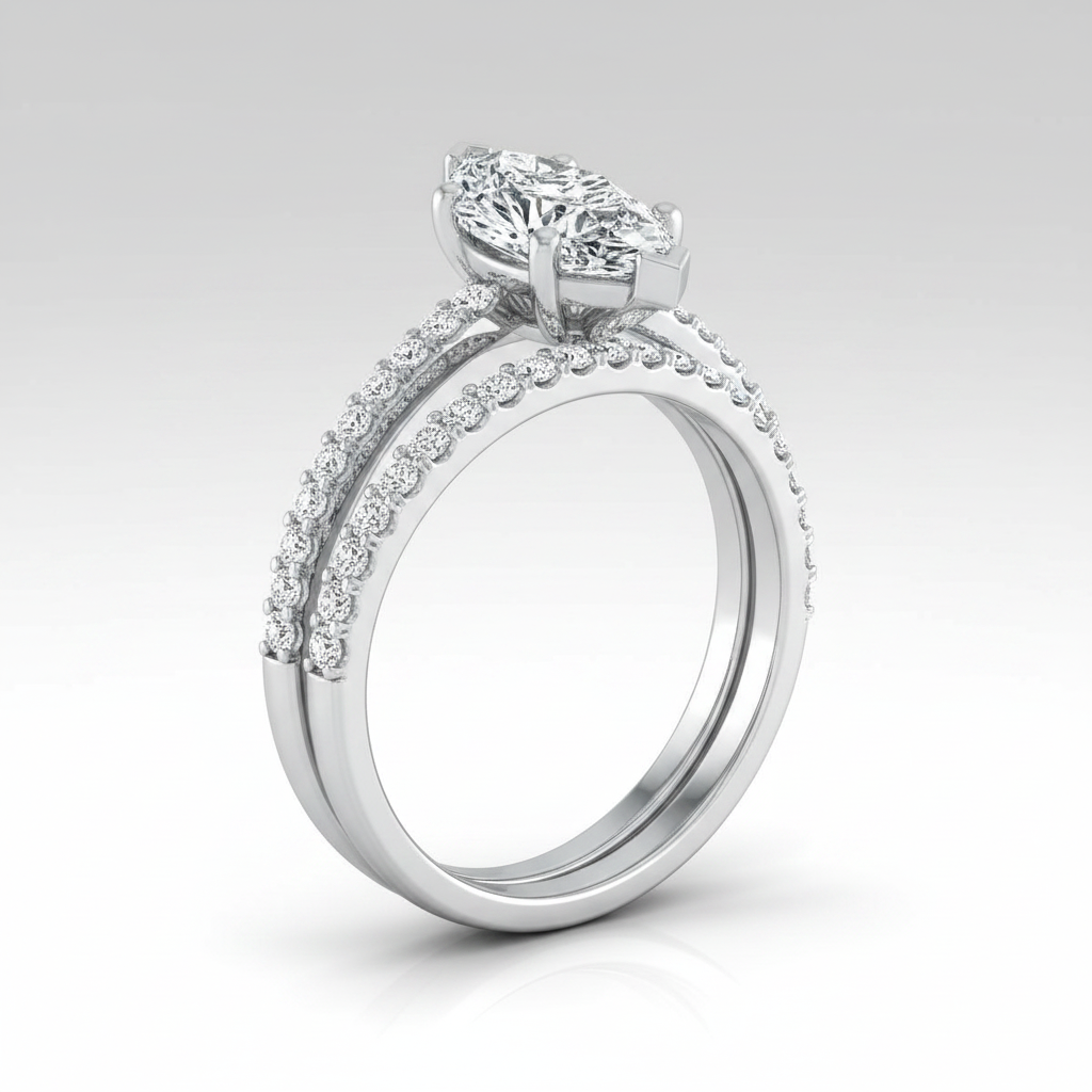 The Sadie Matching Wedding Band, Marquise in Platinum