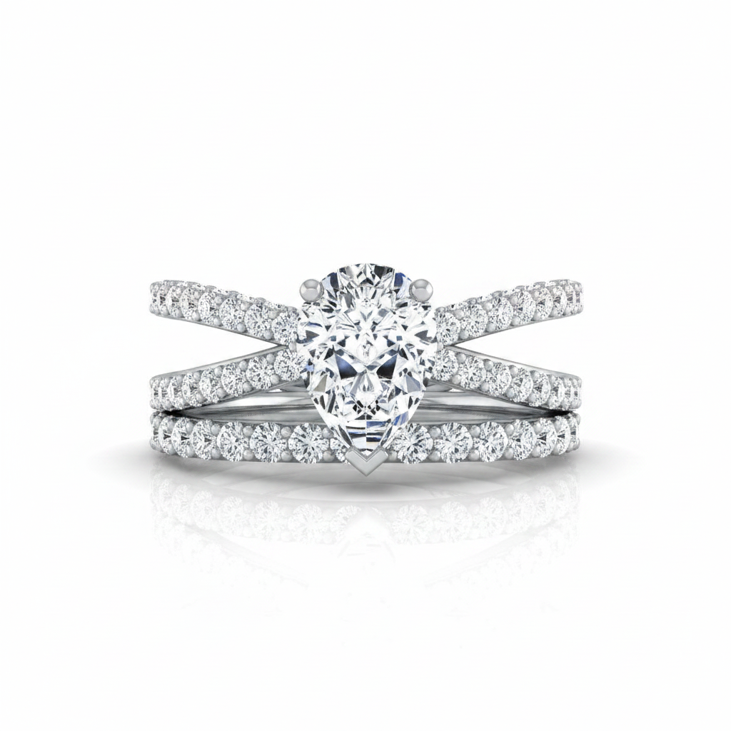 The Sadie Matching Wedding Band, Pear in Platinum